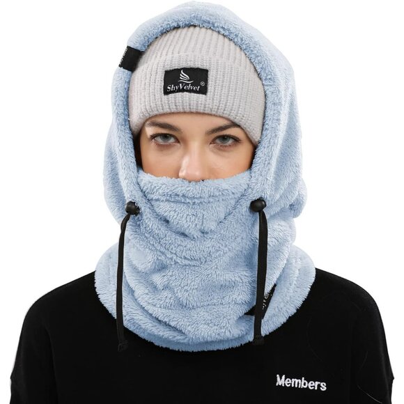 Women's Balaclava Wind-Resistant Winter Face Mask Fleece Ski Mask Hat Sky Blue - Picture 2 of 6